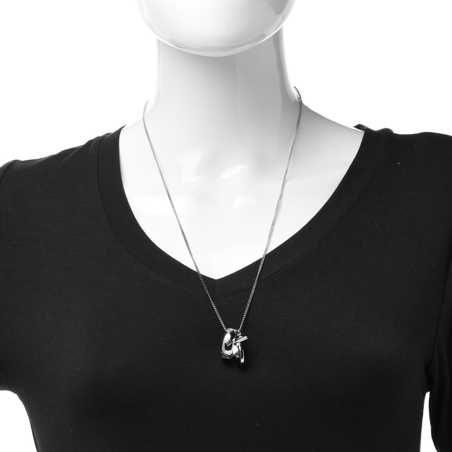 Louis Vuitton Zamac Palladium Monogram Charms Necklace Silver 2 of 9