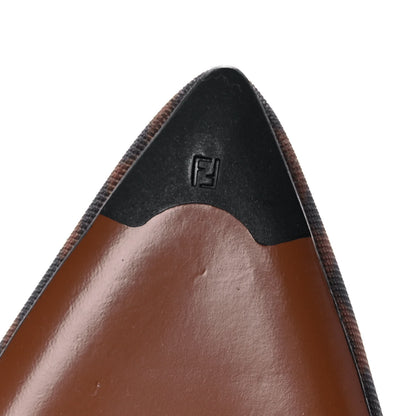 Fendi Technical Mesh Vitello FF Colibri Flat Mules 38 Tobacco Moro Black 6 of 10