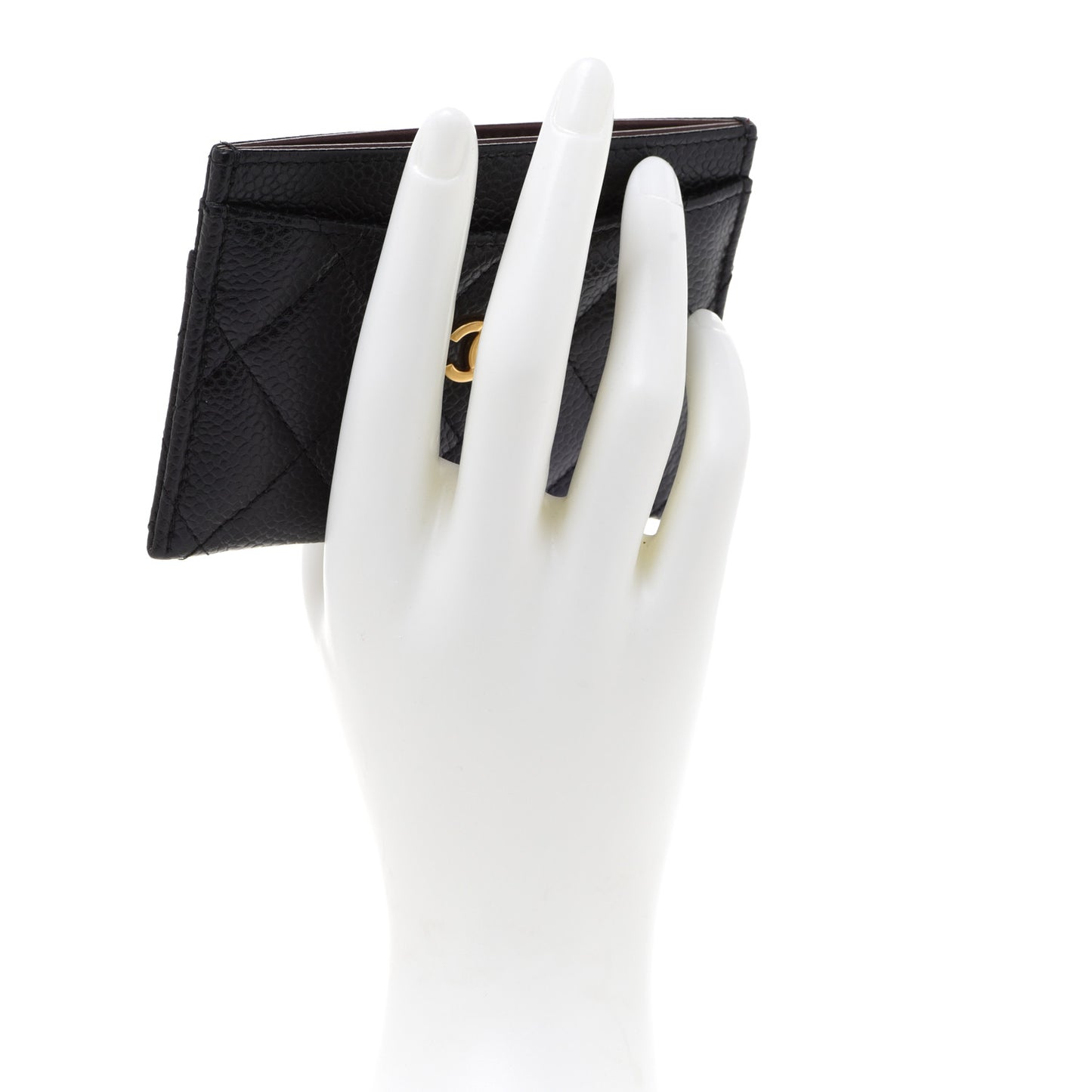 Caviar Quilted Card Holder Black