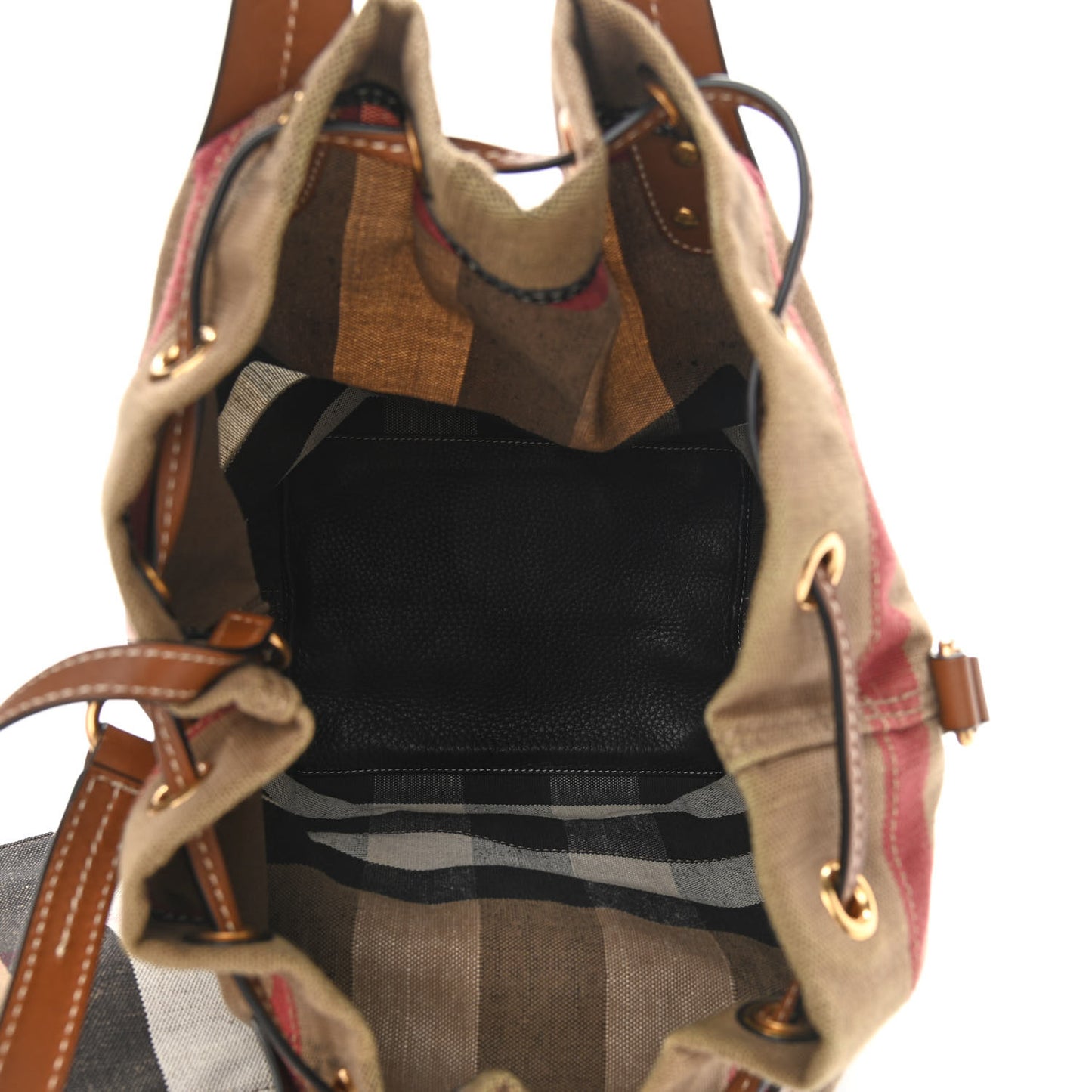 Grainy Calfskin House Check Canvas Medium Heston Crossbody Tan