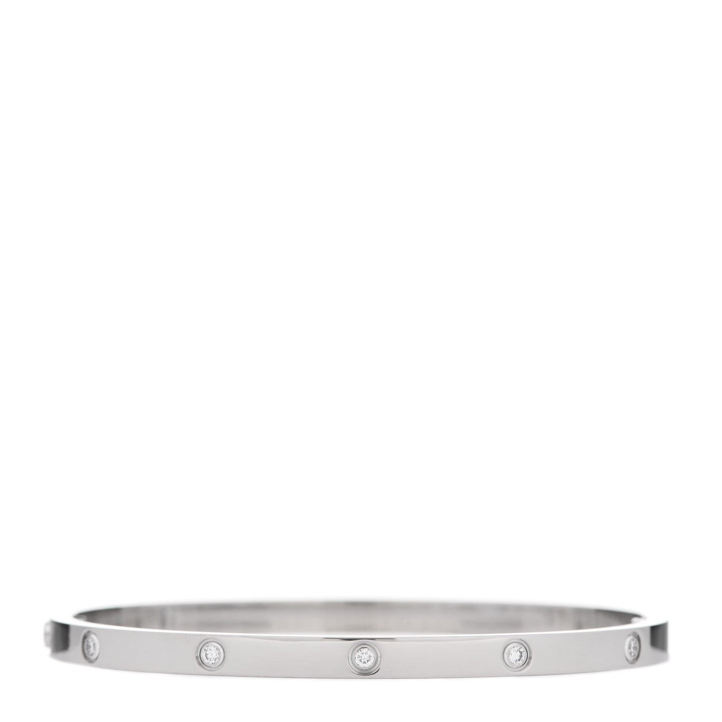 18K White Gold 10 Diamond Small LOVE Bracelet 16