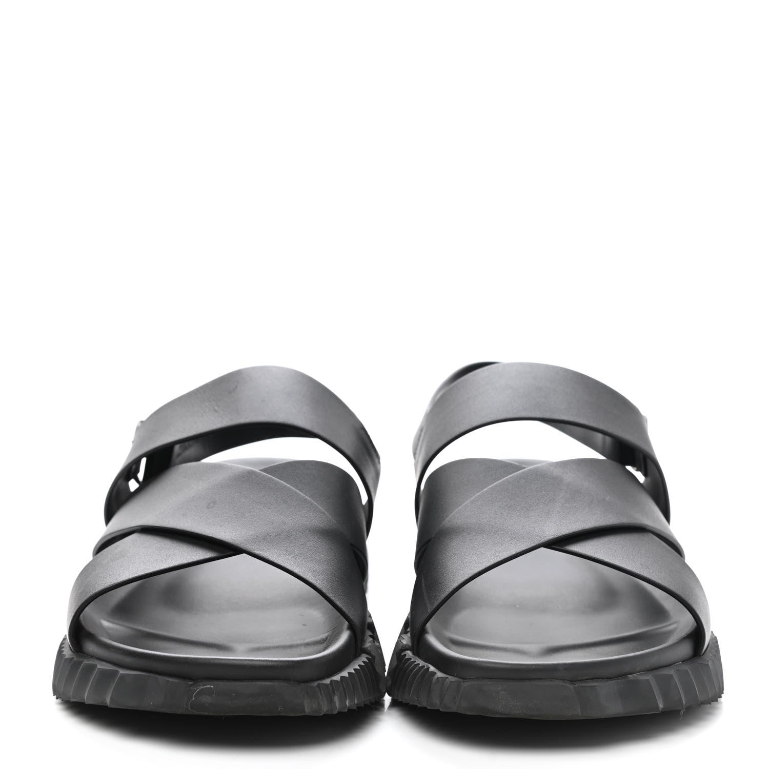 Hermes Calfskin Goatskin Mens Electric Sandals 44 Black 2 of 9