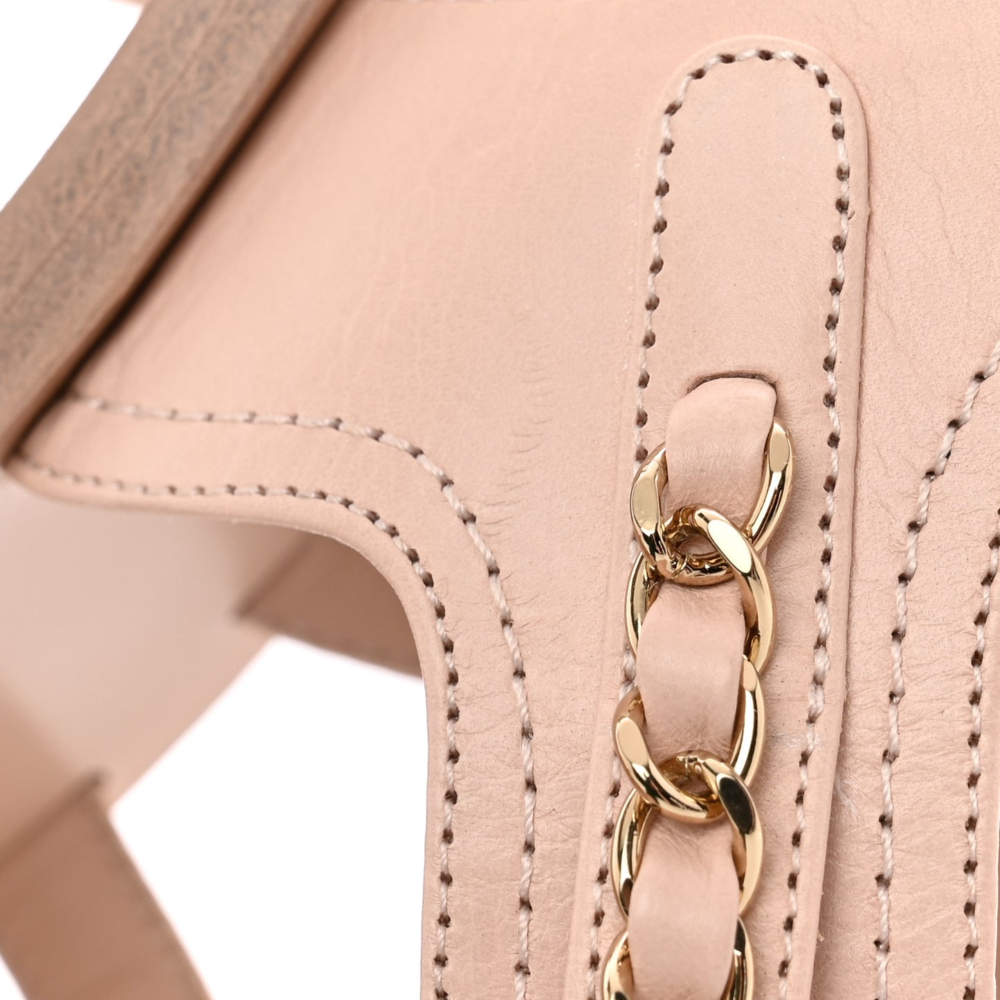 Calfskin Chain Sandals 35.5 Pink