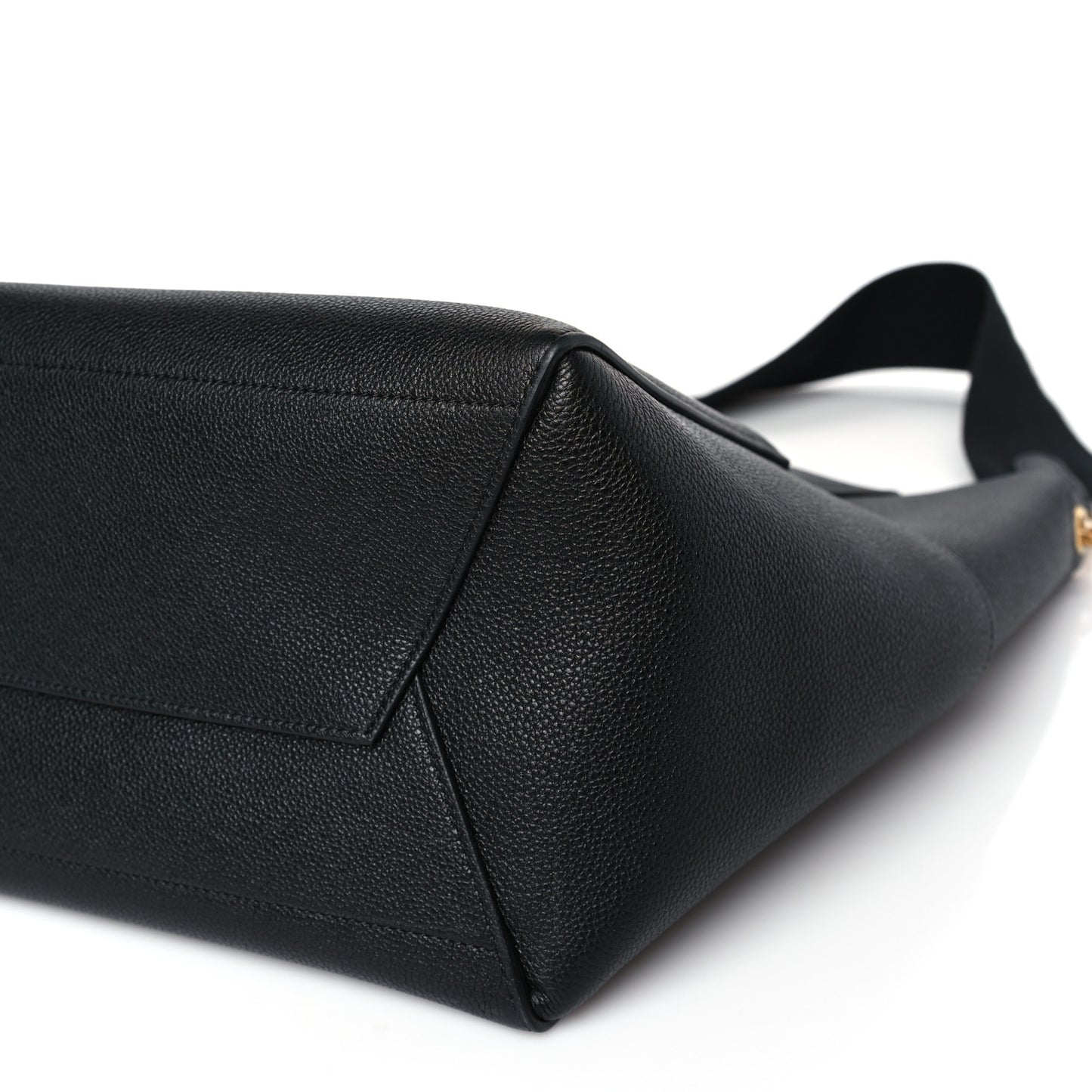 Soft Grained Calfskin Sangle Bucket Bag Black