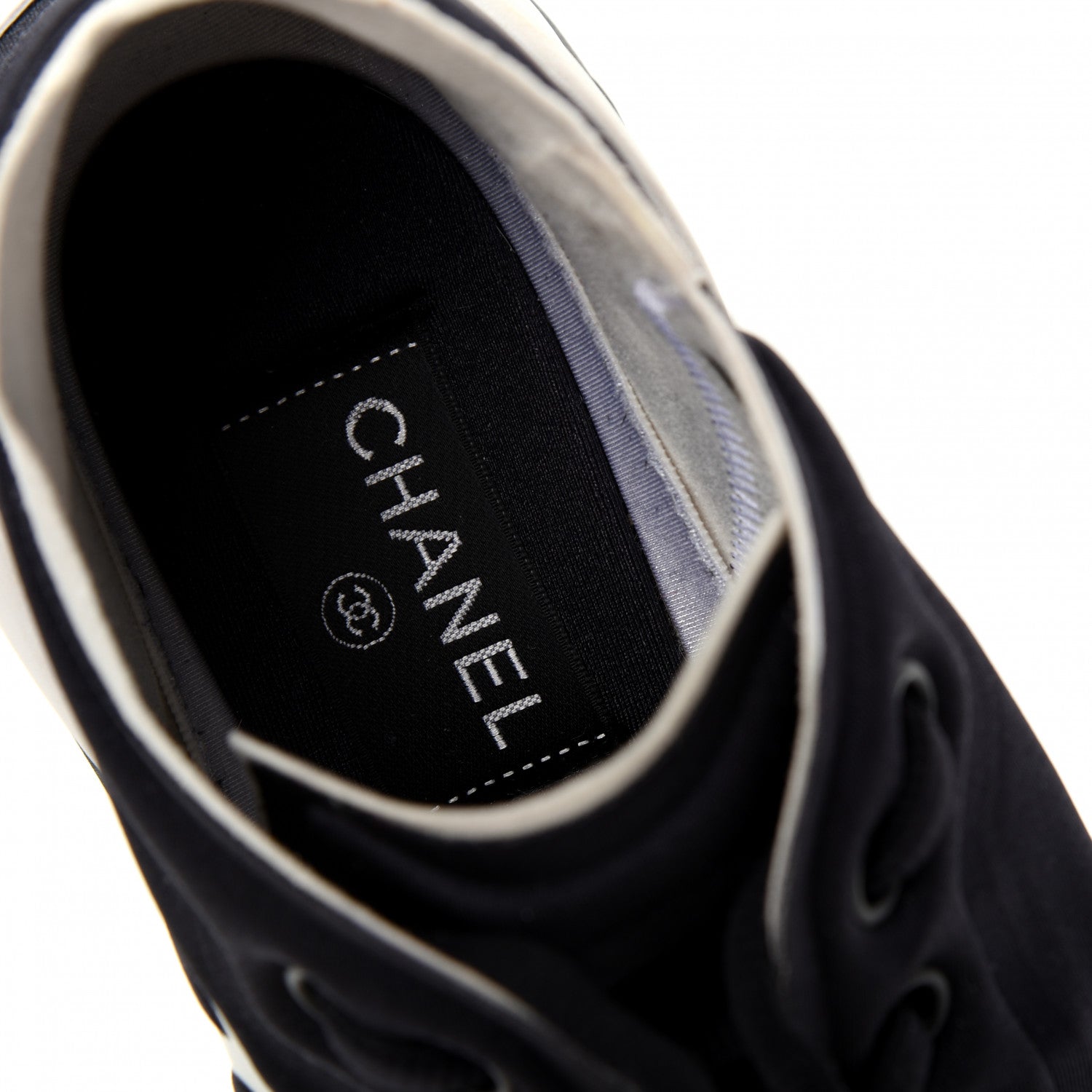 Chanel Lycra Womens CC Sneakers 38 Black 8 of 10