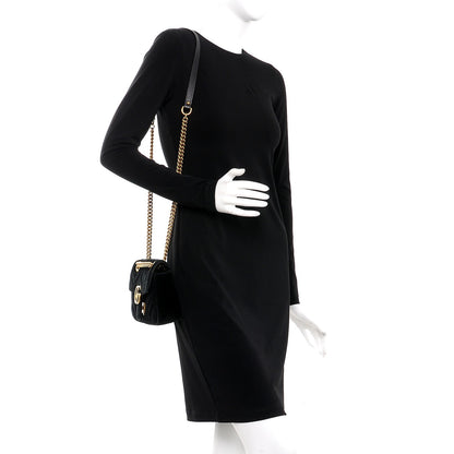 Gucci Velvet Matelasse Mini GG Marmont Shoulder Bag Black 2 of 11