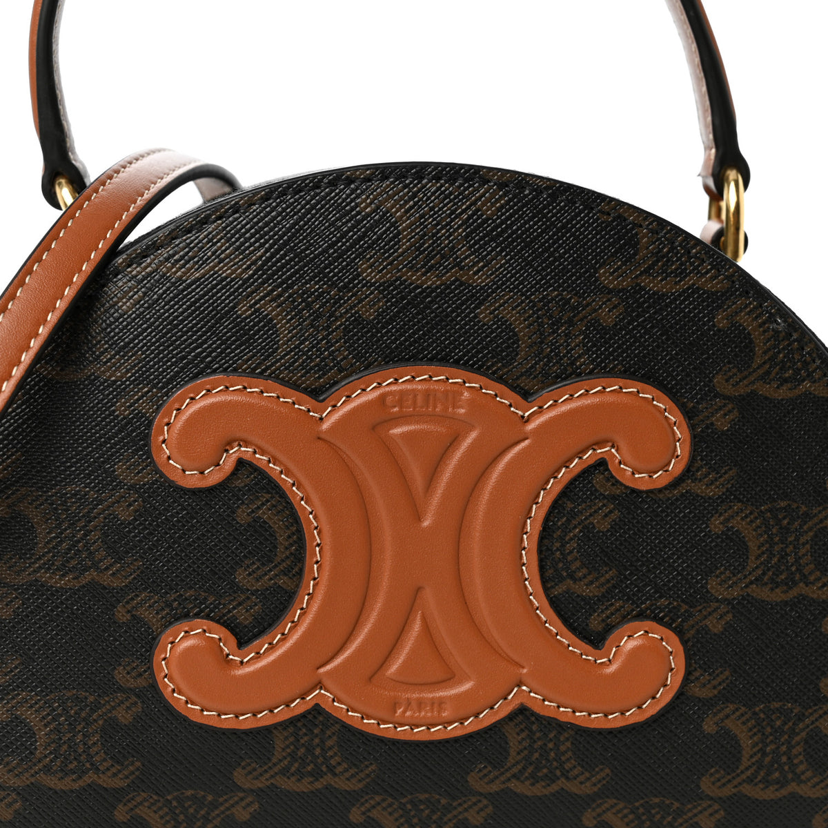 Calfskin Triomphe Canvas Half Moon Case Tan