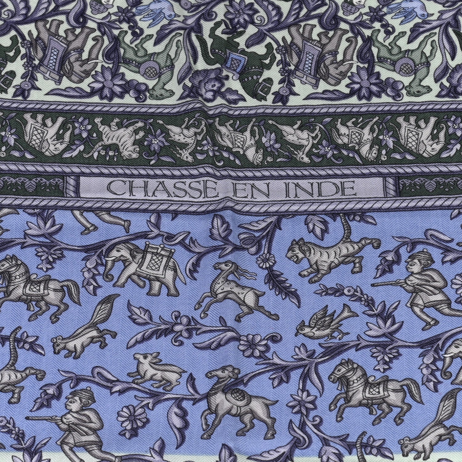 Hermes Cashmere Silk Chasse En Inde Shawl 140 3 of 5