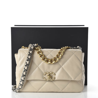 Chanel Lambskin Quilted Large 19 Flap Beige 11 of 11