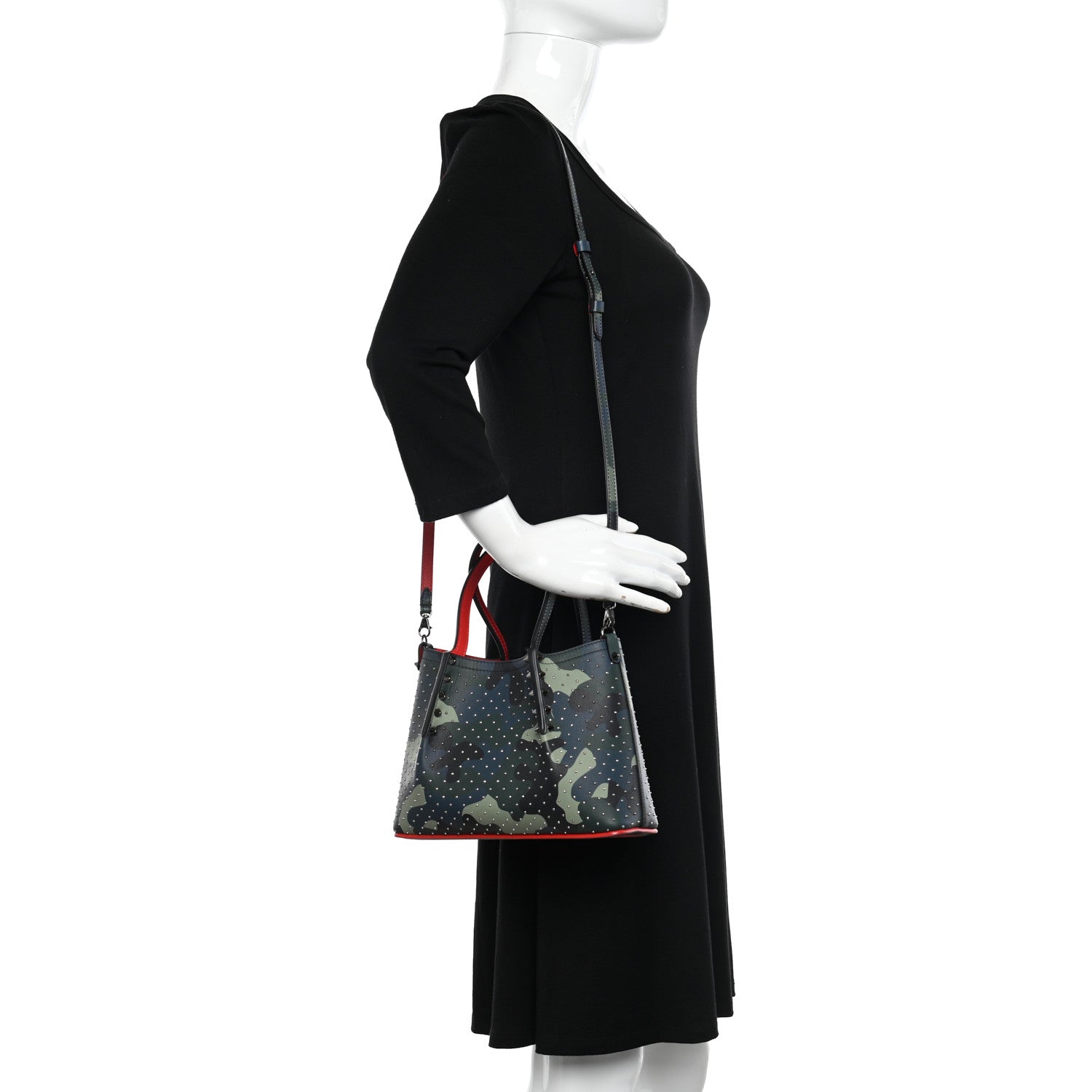 Christian Louboutin Calfskin Loubi Camouflage Spiked Mini Cabarock Shopper Tote Multicolor 2 of 10