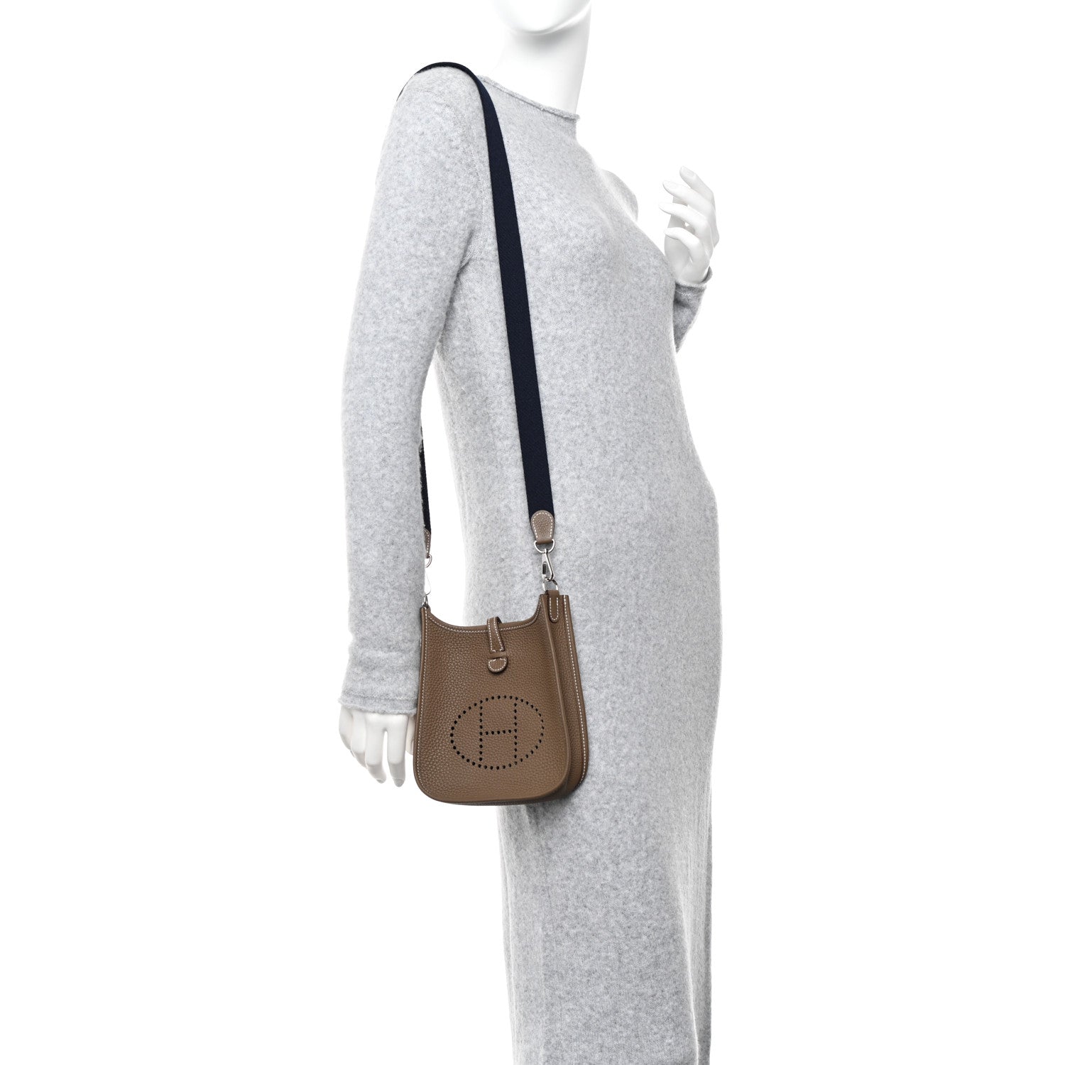 Hermes Taurillon Clemence Amazone Evelyne TPM Etoupe Bleu Indigo 2 of 12