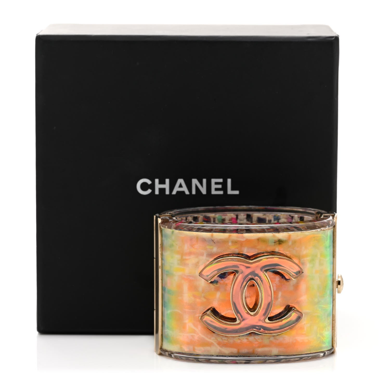 Chanel Iridescent Resin Tweed Effect CC Cuff 5 of 5