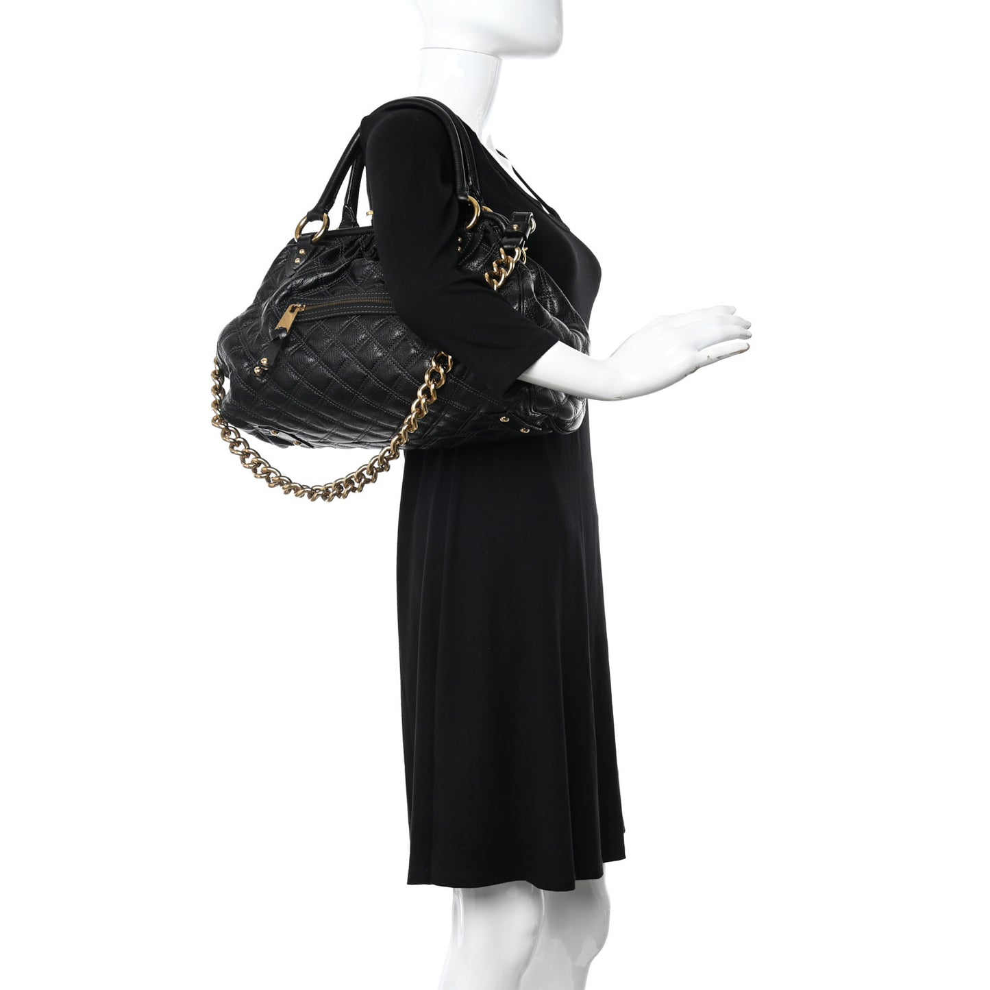 Calfskin Quilted Stam Black