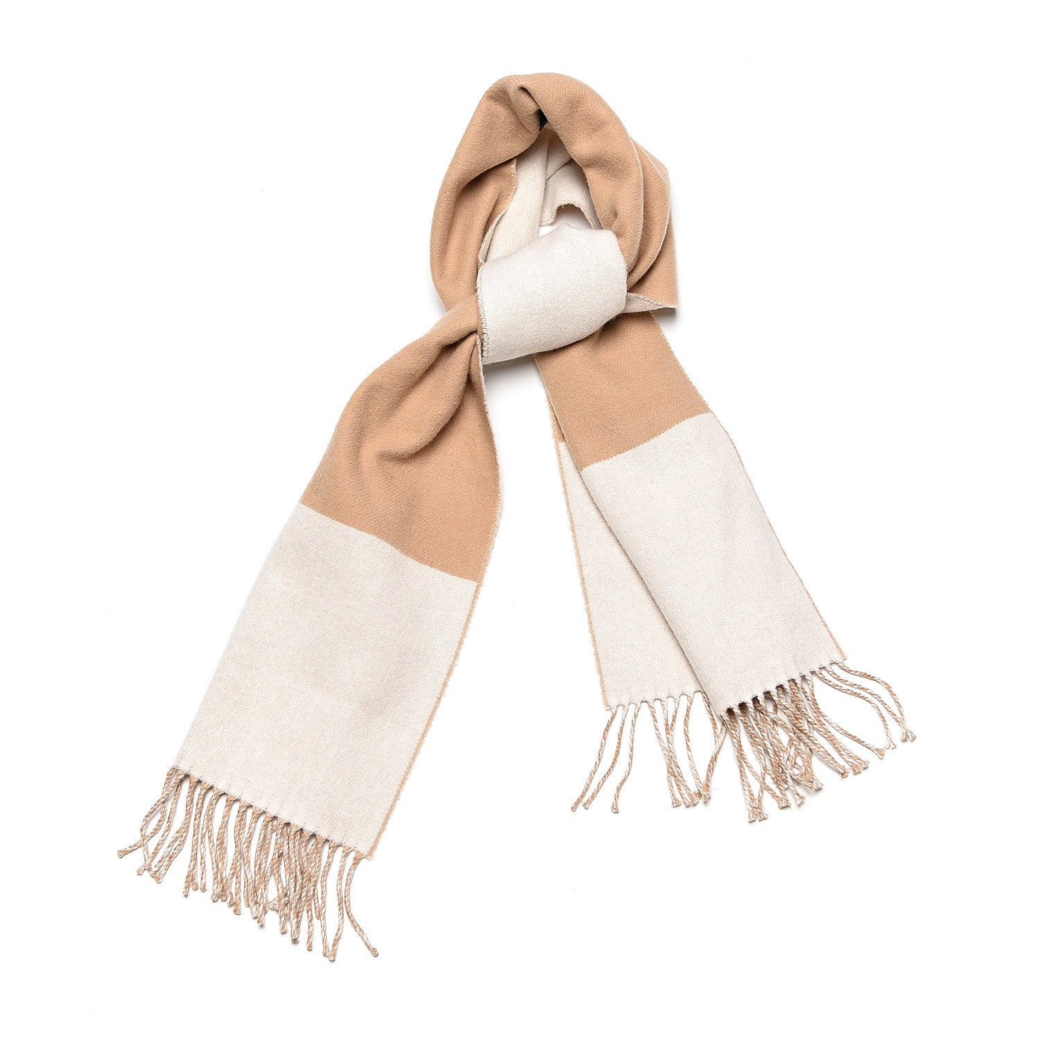 Hermes Cashmere Fringe Stole Camel White 1 of 5