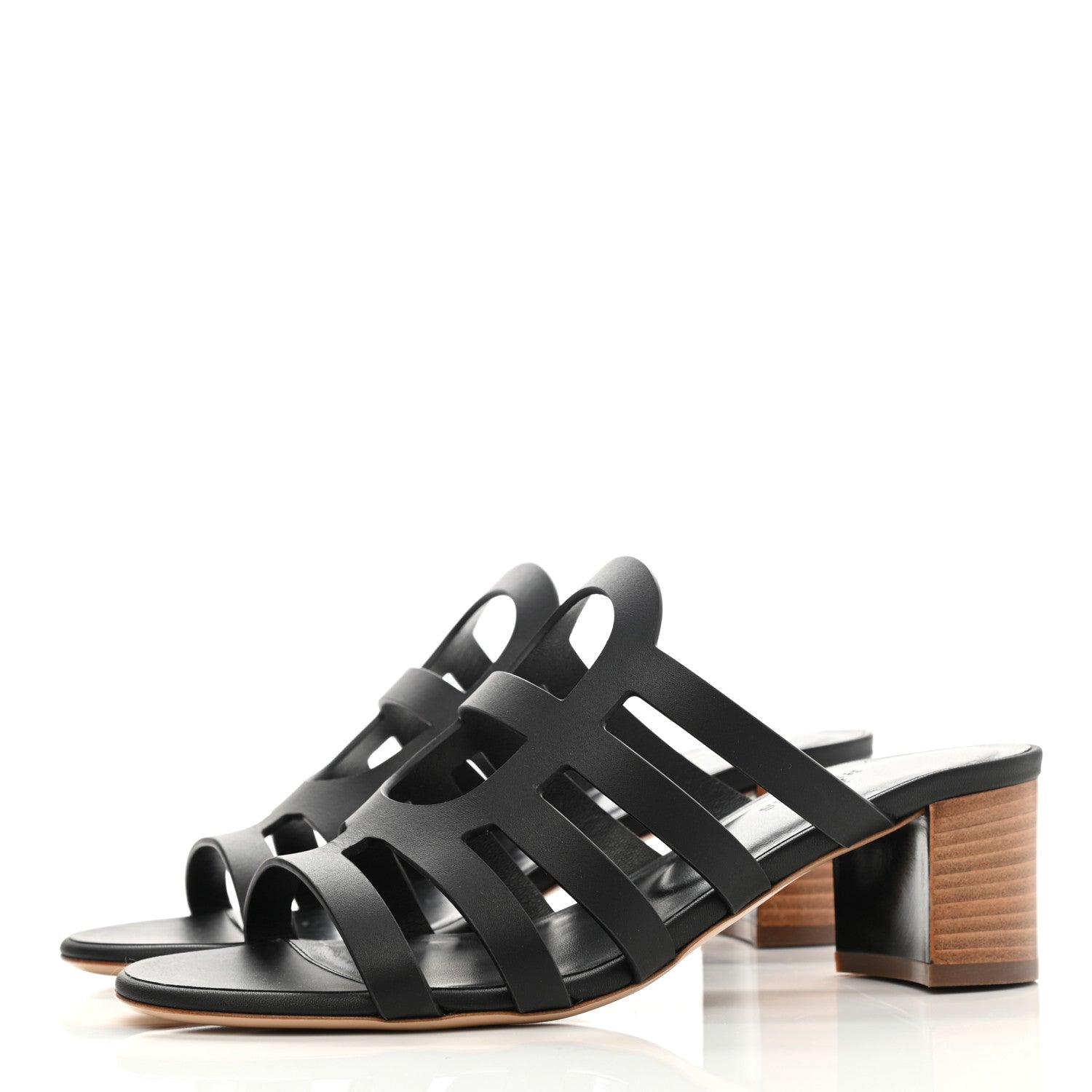 Hermes Calfskin Celena 50 Sandals 37.5 Black 3 of 9
