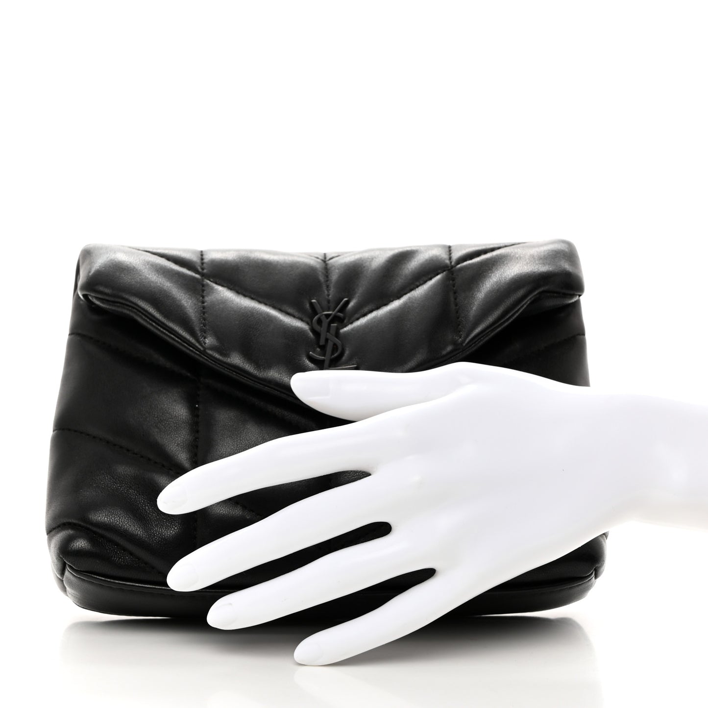 Lambskin Monogram Loulou Puffer Pouch Clutch Black