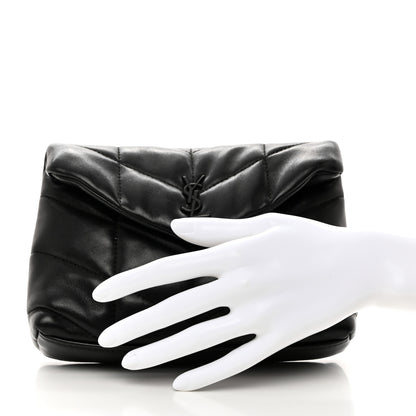 Saint Laurent Lambskin Monogram Loulou Puffer Pouch Clutch Black 2 of 8