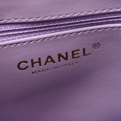 Chanel Shiny Aged Calfskin Quilted Nano Kelly Shopper Lilac 6 of 9