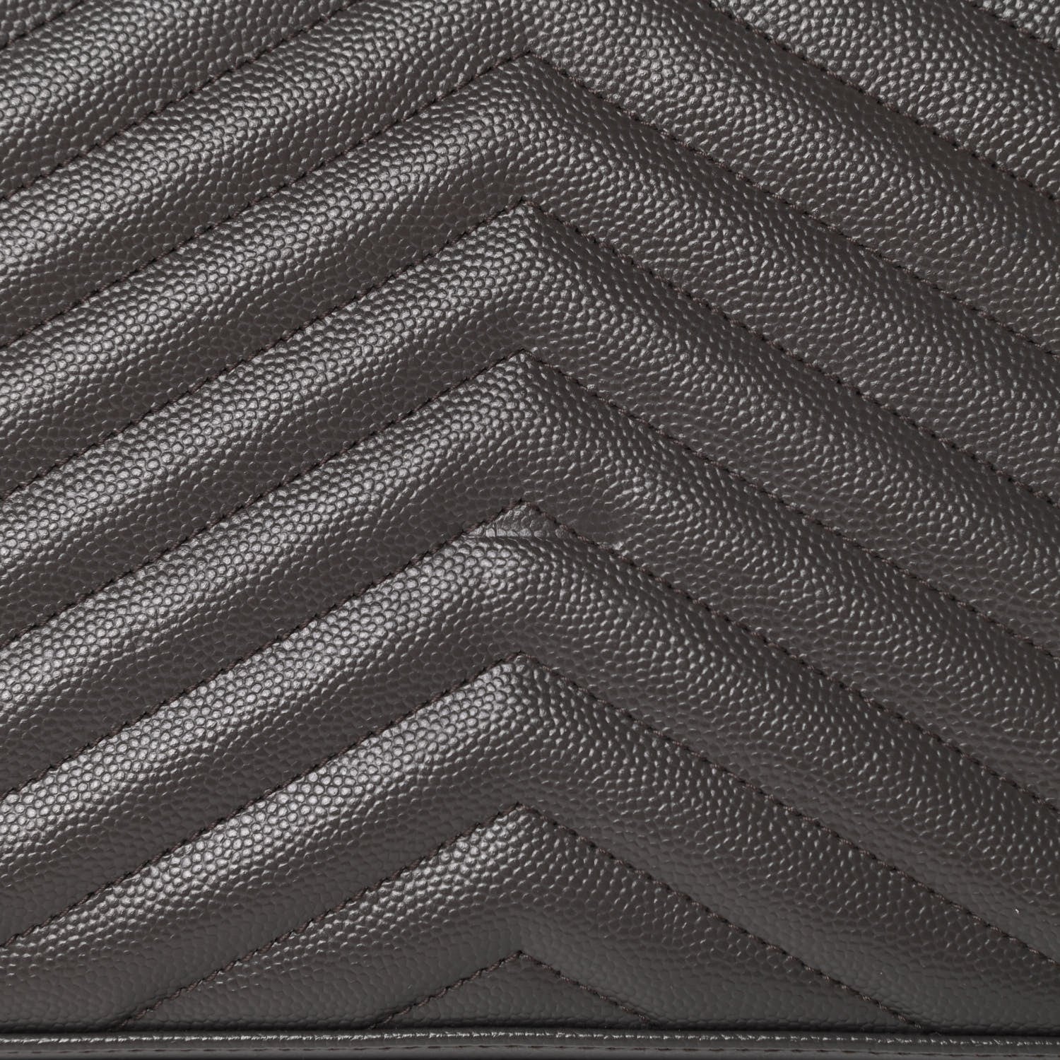 Saint Laurent Grain De Poudre Matelasse Chevron Monogram Chain Wallet Grey 11 of 12