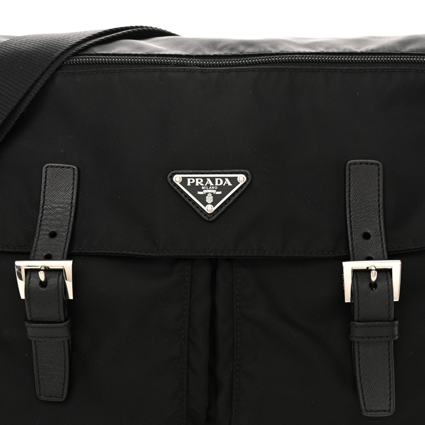 Tessuto Nylon Saffiano Vela Messenger Bag Black