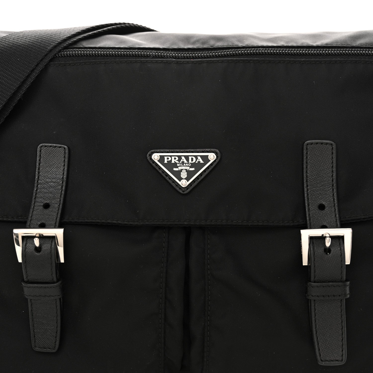 Prada Tessuto Nylon Saffiano Vela Messenger Bag Black 7 of 9