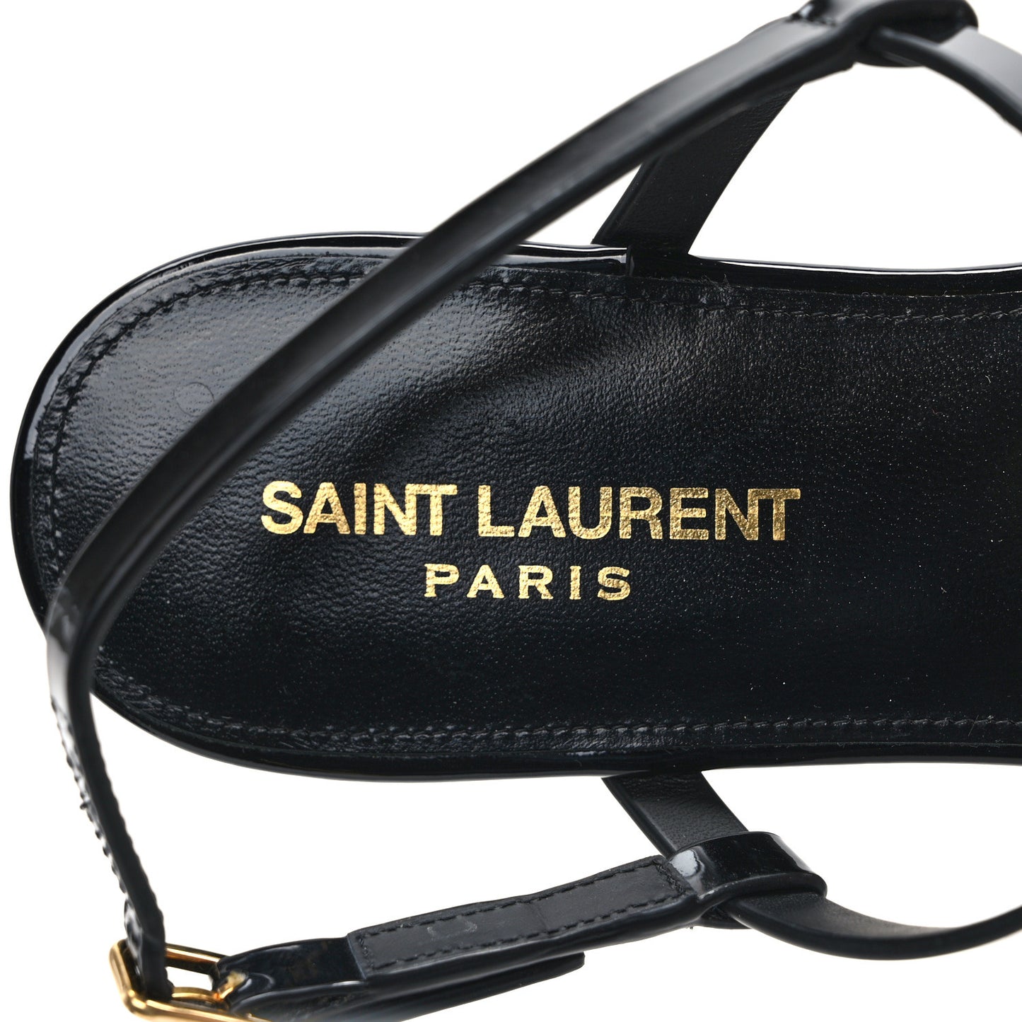 Patent Calfskin Cassandra Monogram Sandals 37.5 Black
