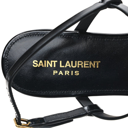 Saint Laurent Patent Calfskin Cassandra Monogram Sandals 37.5 Black 7 of 8