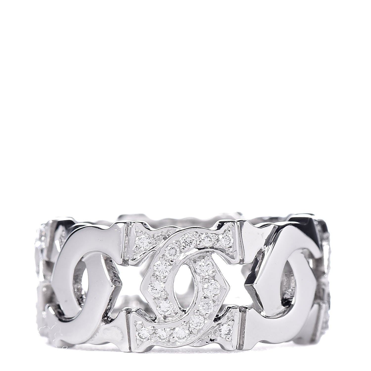 Cartier 18K White Gold Diamond Entrelaces Ring 50 5.25 1 of 5