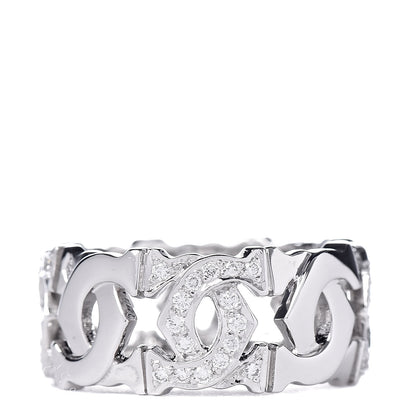 Cartier 18K White Gold Diamond Entrelaces Ring 50 5.25 1 of 5