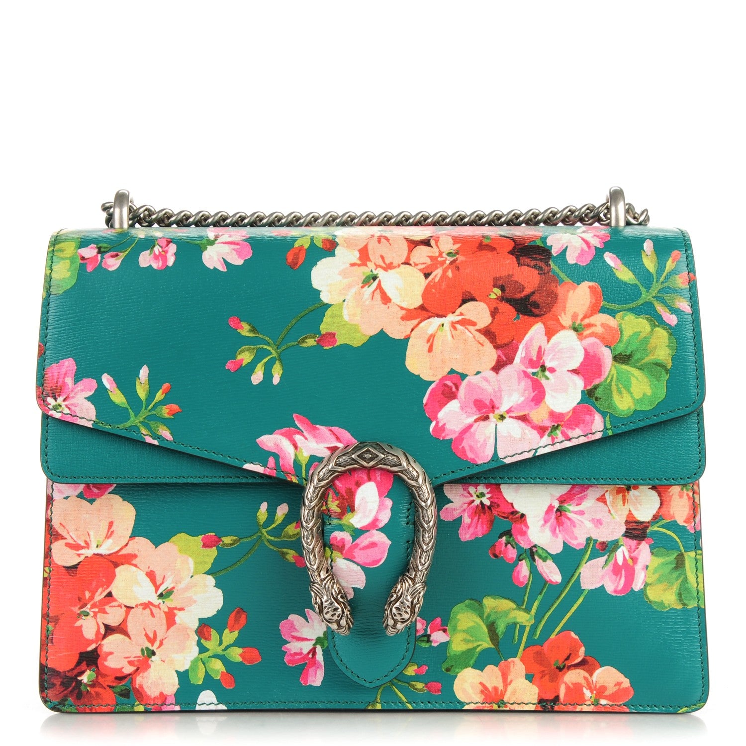Gucci Calfskin Blooms Print Medium Dionysus Shoulder Bag Bright Emerald Multicolor 1 of 7