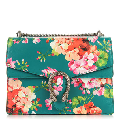 Gucci Calfskin Blooms Print Medium Dionysus Shoulder Bag Bright Emerald Multicolor 1 of 7