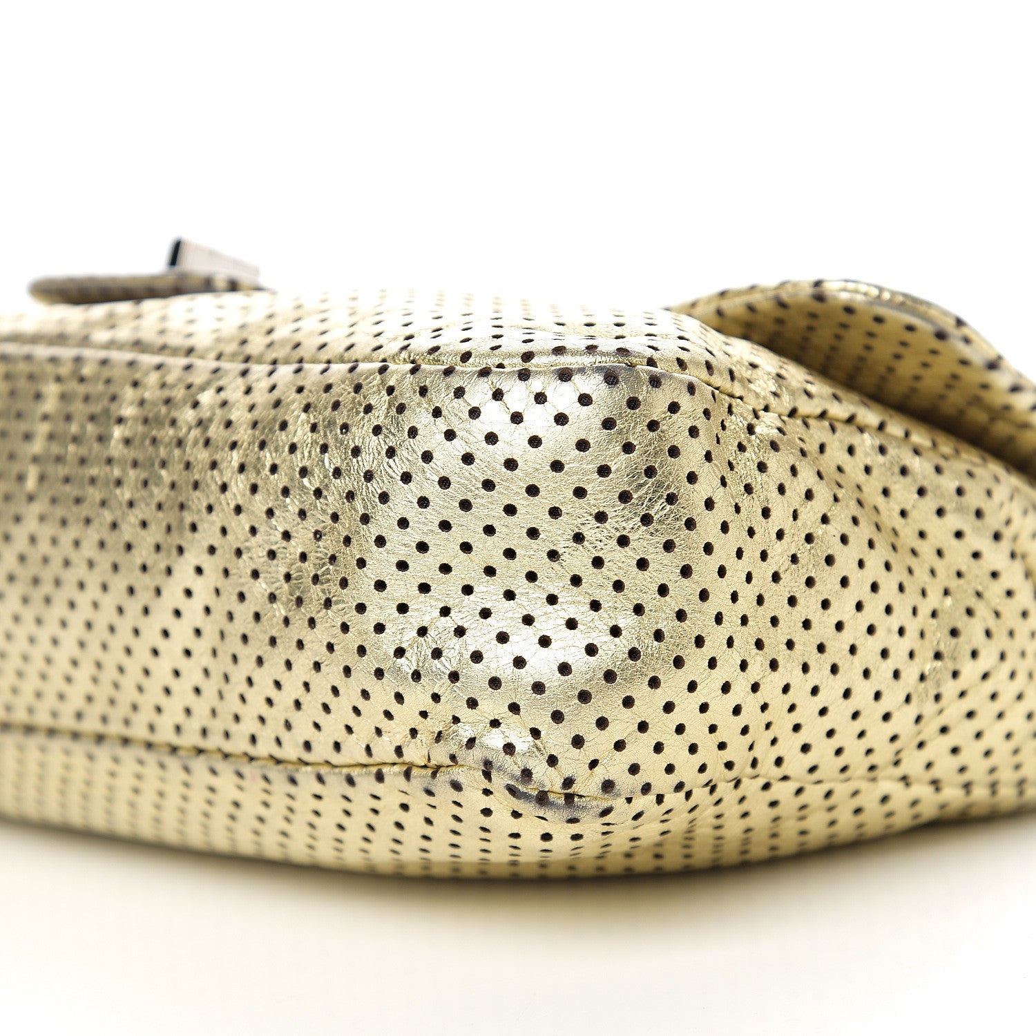 Chanel Metallic Crackled Calfskin Perforated Large Drill Flap Gold 9 of 10