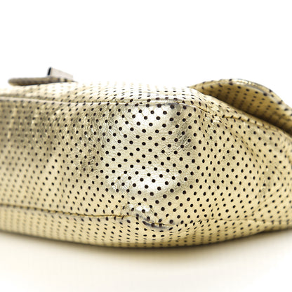 Chanel Metallic Crackled Calfskin Perforated Large Drill Flap Gold 9 of 10