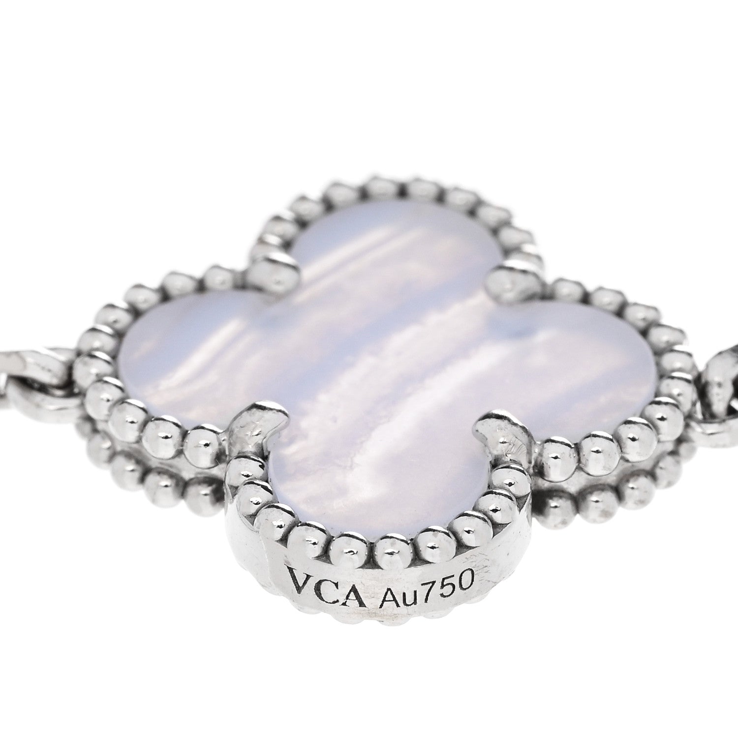 Van Cleef & Arpels 18K White Gold Chalcedony 5 Motifs Vintage Alhambra Bracelet 4 of 5