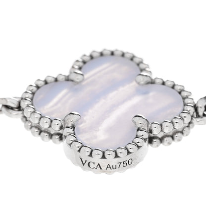 Van Cleef & Arpels 18K White Gold Chalcedony 5 Motifs Vintage Alhambra Bracelet 4 of 5