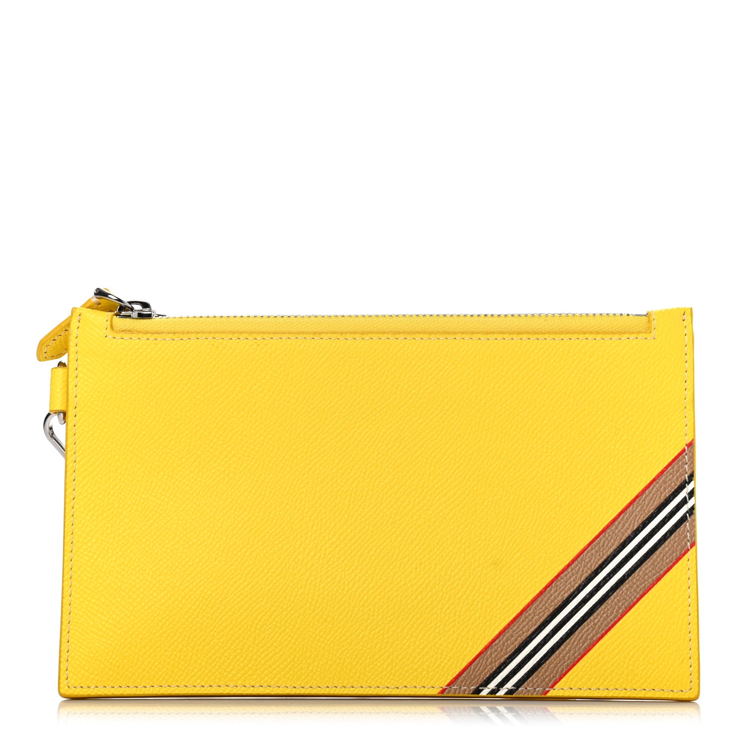 Burberry Calfskin Laurie Icon Stripe Zip Pouch Yellow 1 of 5