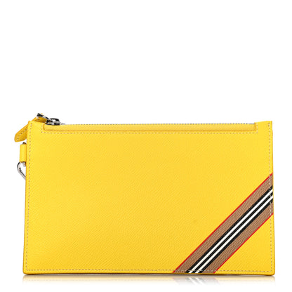 Burberry Calfskin Laurie Icon Stripe Zip Pouch Yellow 1 of 5