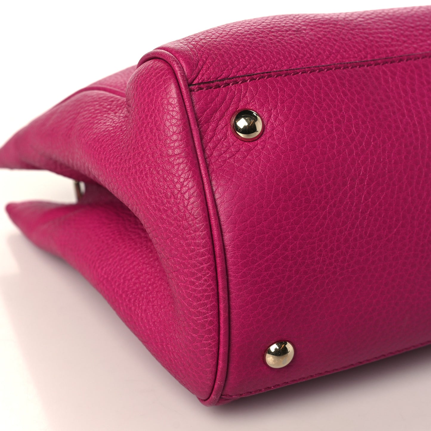 Pebbled Calfskin Medium Bamboo Shopper Tote Bright Bougainvillea