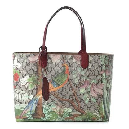 Gucci GG Supreme Monogram Tian Medium Shopping Tote Beige Multicolor Red 1 of 10