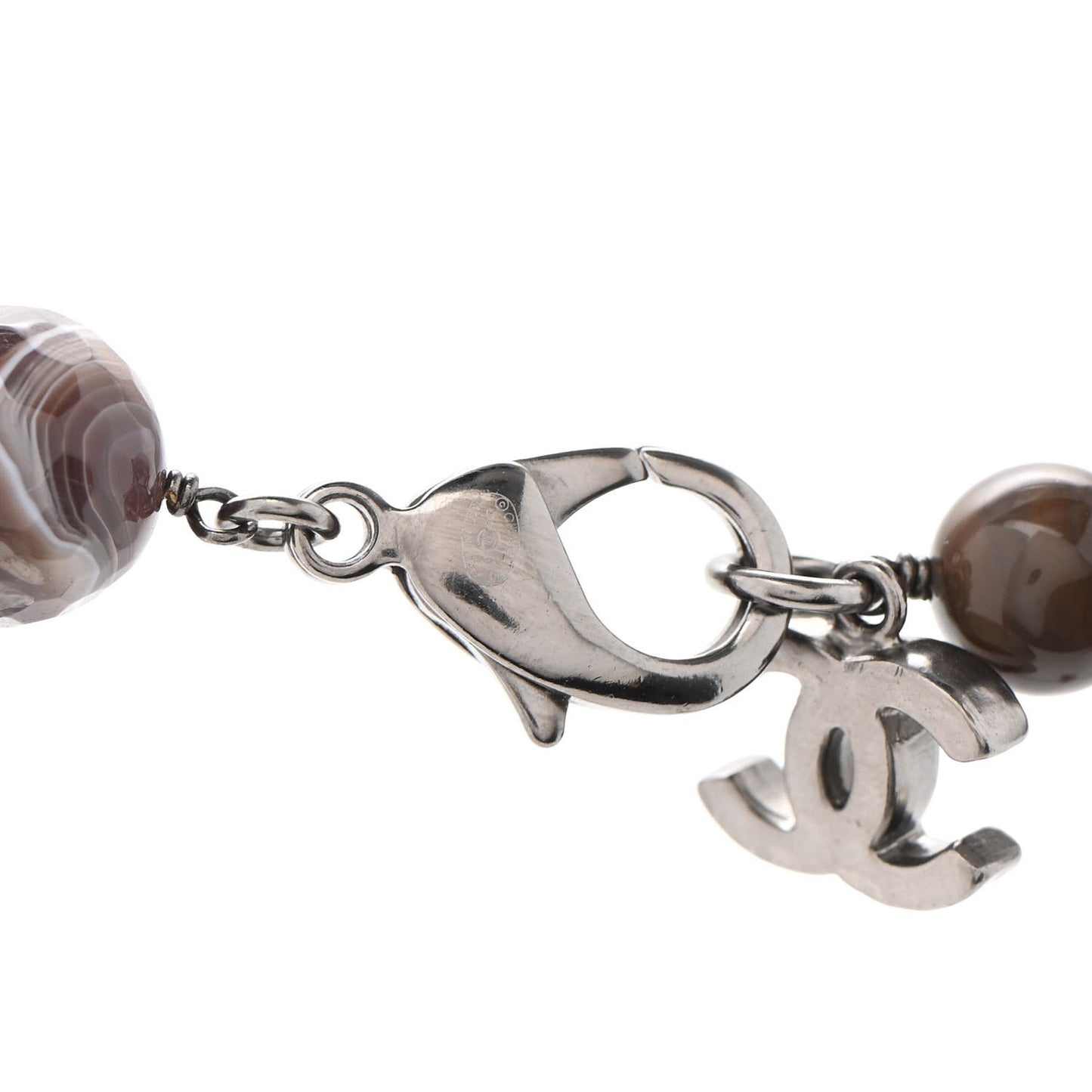 Stone CC Long Necklace Silver Multicolor