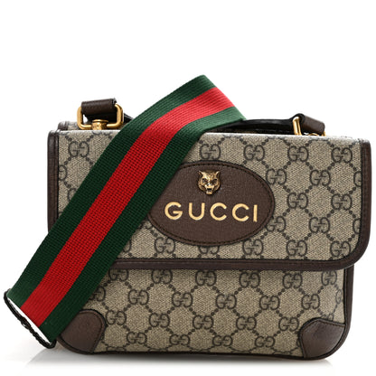 Gucci GG Supreme Monogram Web Small Neo Vintage Double Flap Messenger Bag Beige New Acero 1 of 15