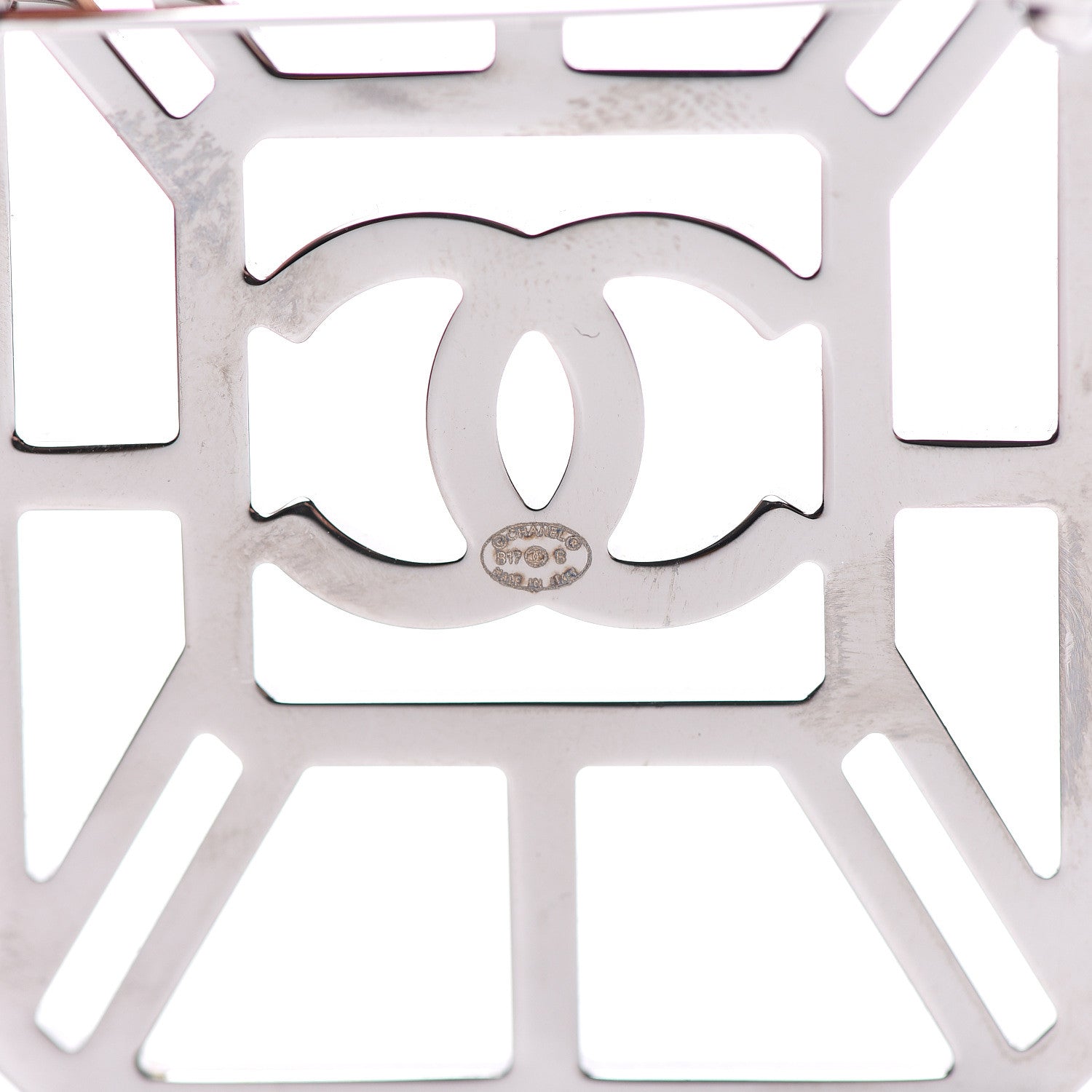 Chanel Ruthenium Crystal Perfume Bottle CC Brooch Iridescent Pink 4 of 5