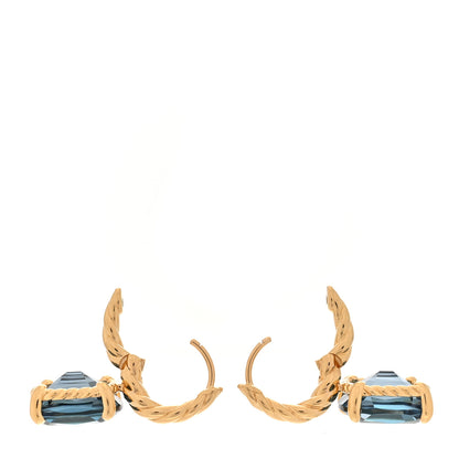 David Yurman 18K Yellow Gold Hampton Blue Topaz 11mm Marbella Drop Earrings 3 of 5