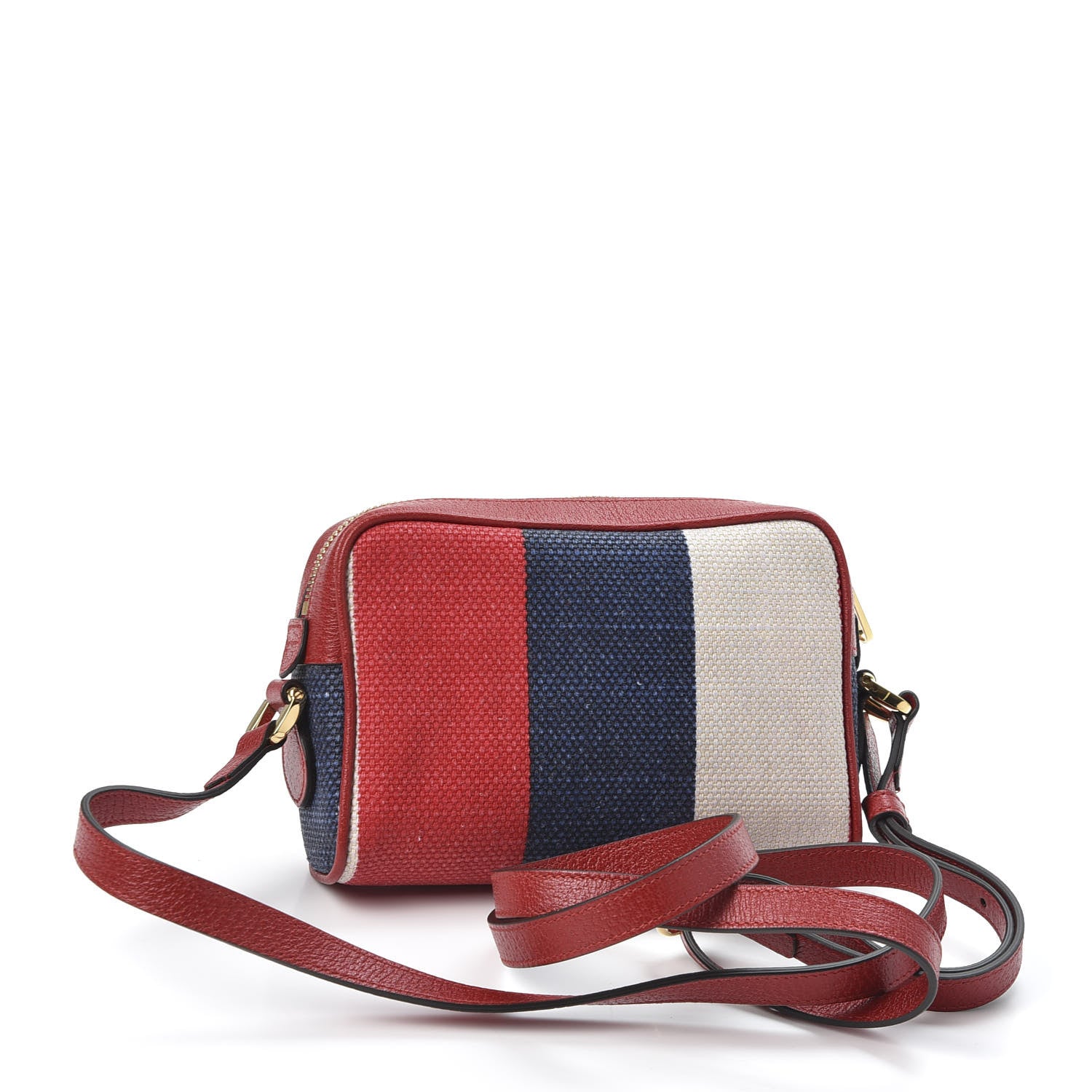 Gucci Canvas Sylvie Stripe Mini Ophidia Camera Bag Mystic White Hibiscus Red Maritime 2 of 9
