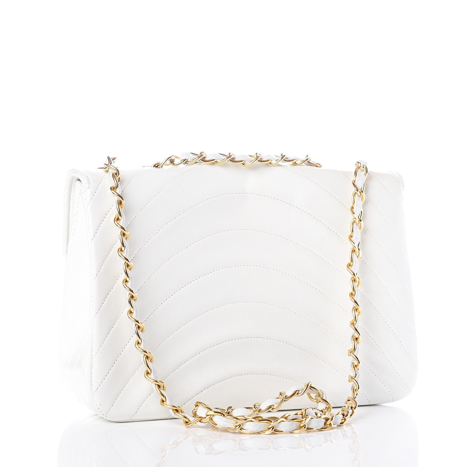Chanel Lambskin Stitched Small Single Flap White 2 of 13
