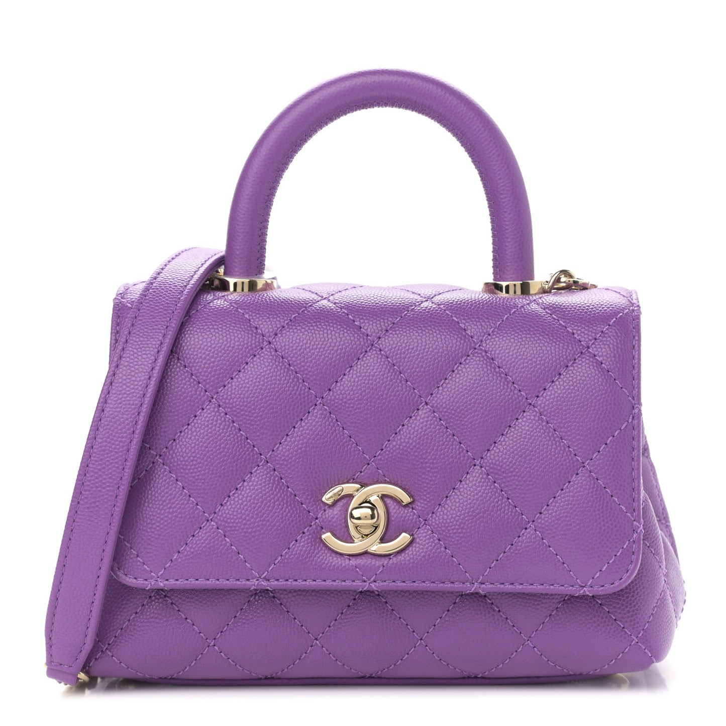 Caviar Quilted Extra Mini Coco Handle Flap Purple