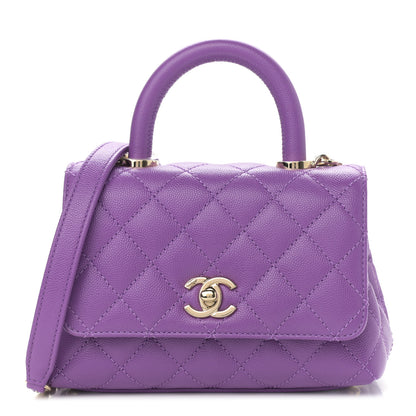 Chanel Caviar Quilted Extra Mini Coco Handle Flap Purple 1 of 11