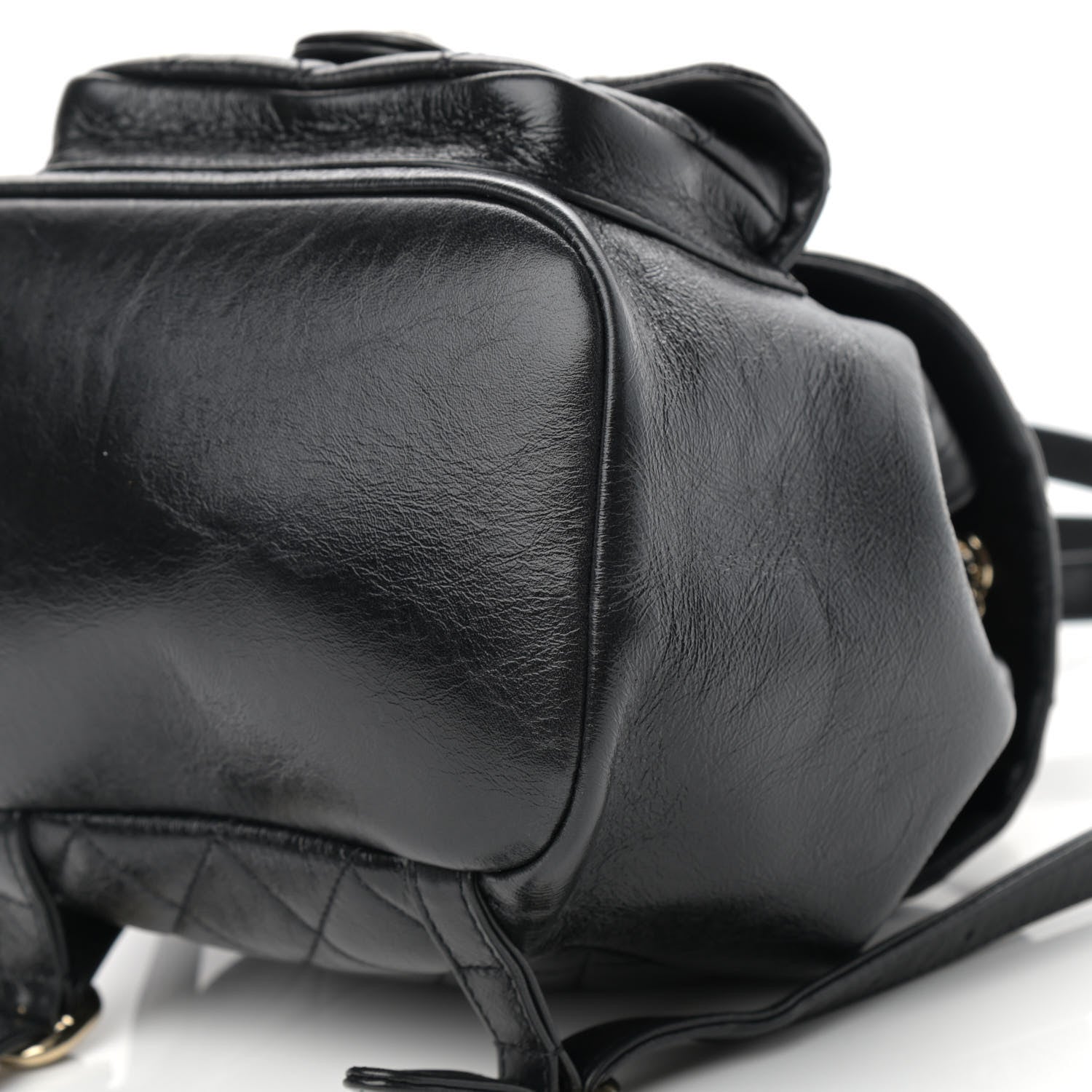 Chanel Glazed Aged Calfskin Quilted Small Duma Drawstring Backpack Black 10 of 11