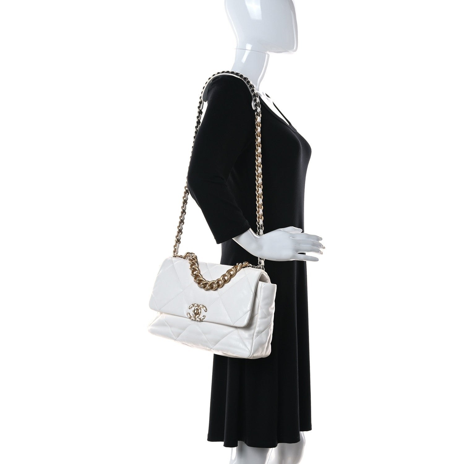 Chanel Lambskin Quilted Medium Chanel 19 Flap White 2 of 11