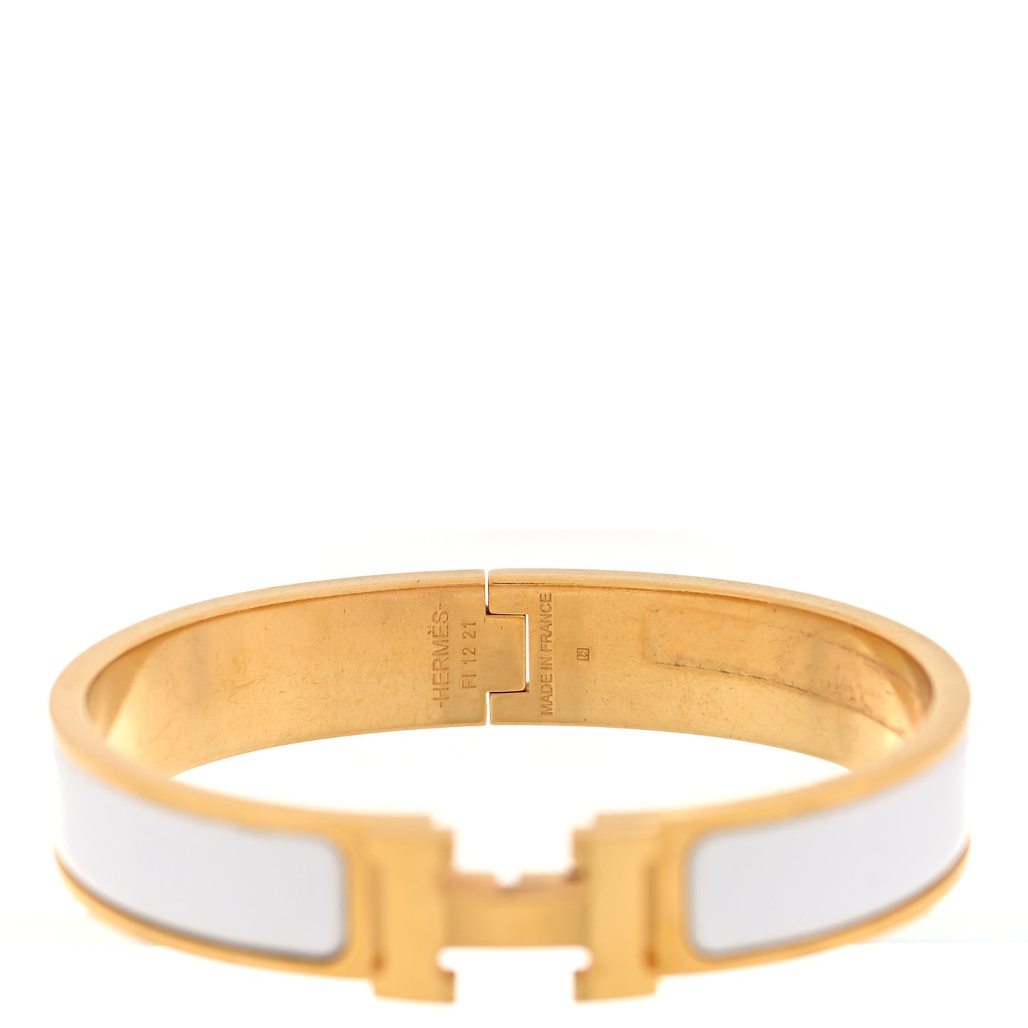 Enamel Narrow Clic Clac H Bracelet PM White